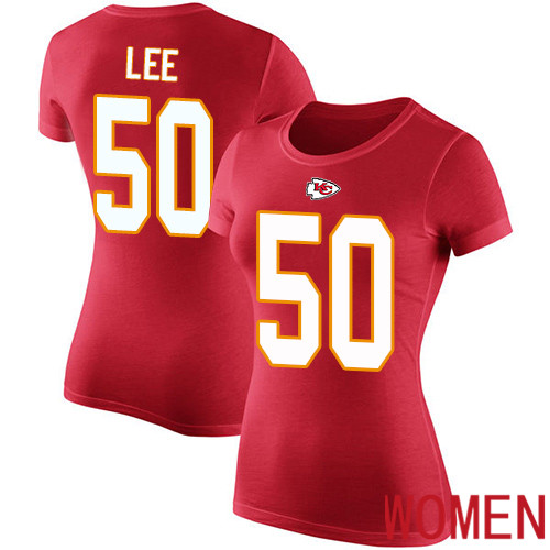 Women Kansas City Chiefs #50 Lee Darron Red Rush Pride Name and Number NFL T Shirt->nfl t-shirts->Sports Accessory